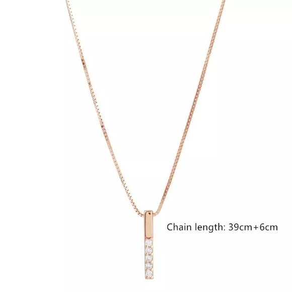 New Simple Silver Diamond Strip Necklace - Picture 3 of 3